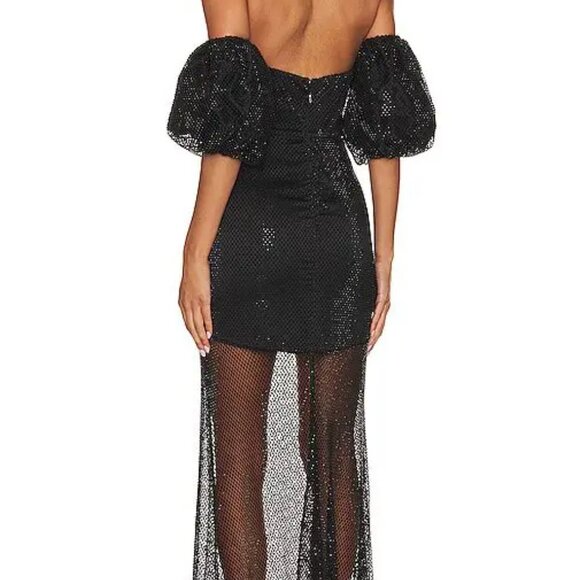 House of Harlow 1960 Sulima Gown – Black Embellished Mesh - Picture 2 of 8